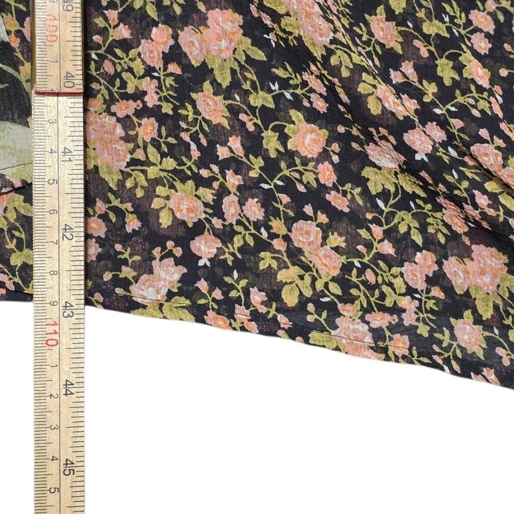 American Eagle Kimono Cardigan Womens S Black Floral Long Duster Sheer Boho - Picture 7 of 11